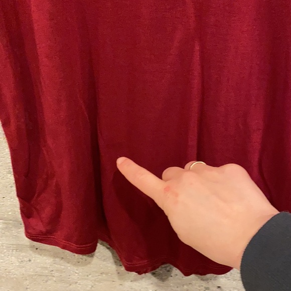 Deep red scoop neck top with sheer lace back - Picture 12 of 12